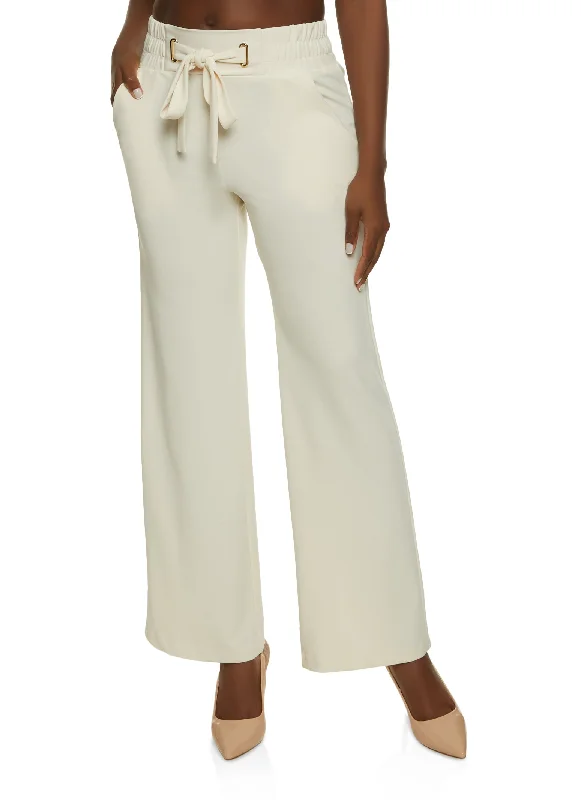 Tie Front Waist Wide Leg Pants