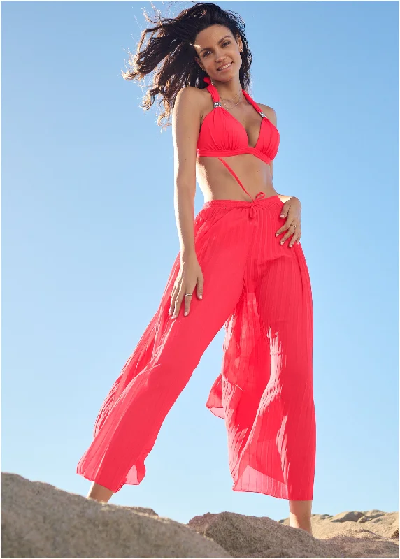 Pleated Cover-Up Pants - Sweet Red