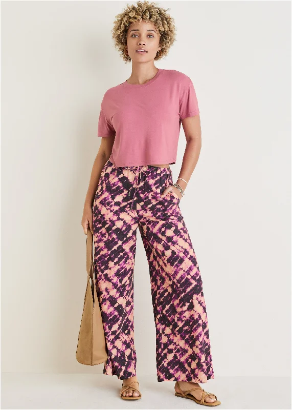 Cotton Linen Wide Leg Pants - Desert Tie Dye