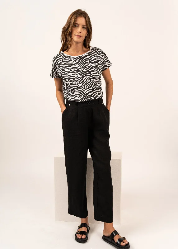 ALINE - Straight-Leg Pants | 100% Linen (BLACK)